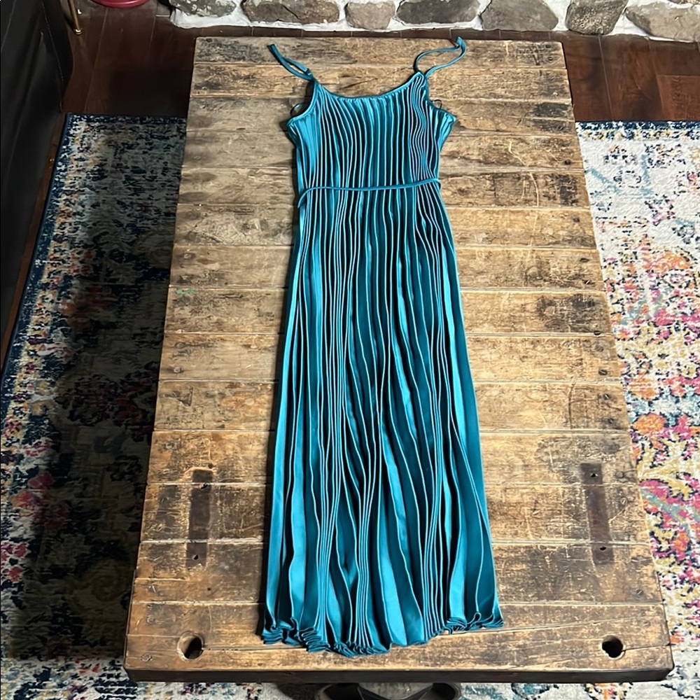 Sam Edelman Teal Pleated Maxi Slip Dress nwot medium